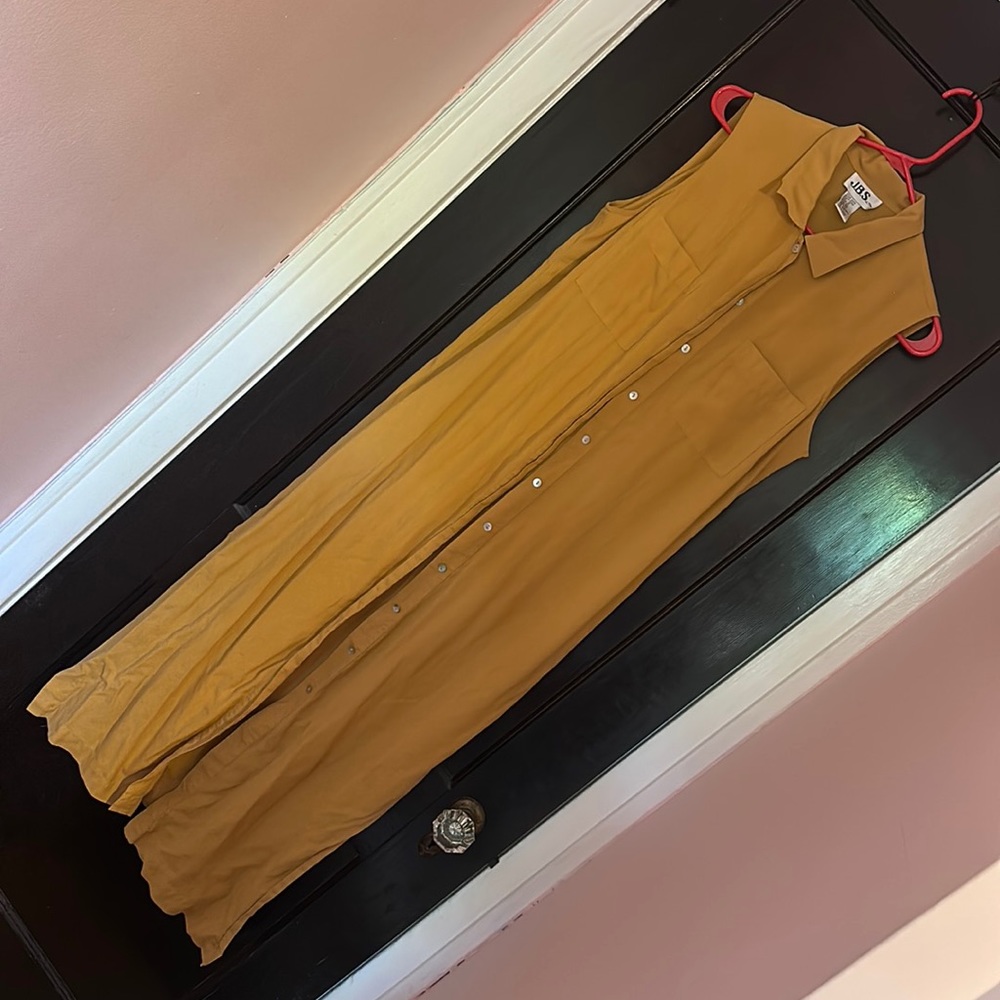 JBS ltd. Vintage silk mustard button down dress
